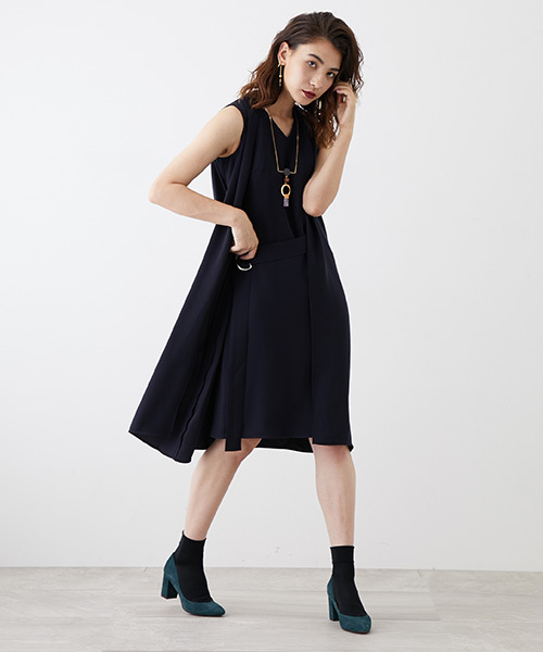 UNITED TOKYO（ユナイテッドトウキョウ）の「2wayベルトワンピース（ワンピース・レディース・マスタード/ネイビー・1）」の13枚目の写真