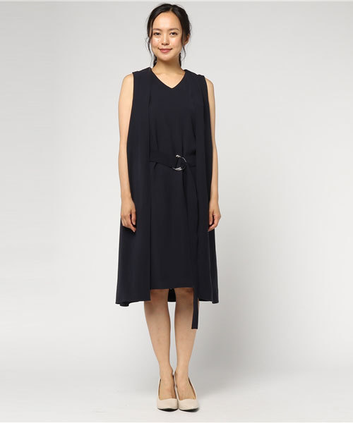 UNITED TOKYO（ユナイテッドトウキョウ）の「2wayベルトワンピース（ワンピース・レディース・マスタード/ネイビー・1）」の4枚目の写真
