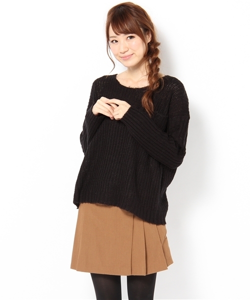 one after another NICE CLAUP（ワンアフターアナザーナイスクラップ）の「ポケシンプルプルオーバー（ニット/セーター・レディース・オフホワイト/ブラック/ブルー/パープル・FREE）」の3枚目の写真