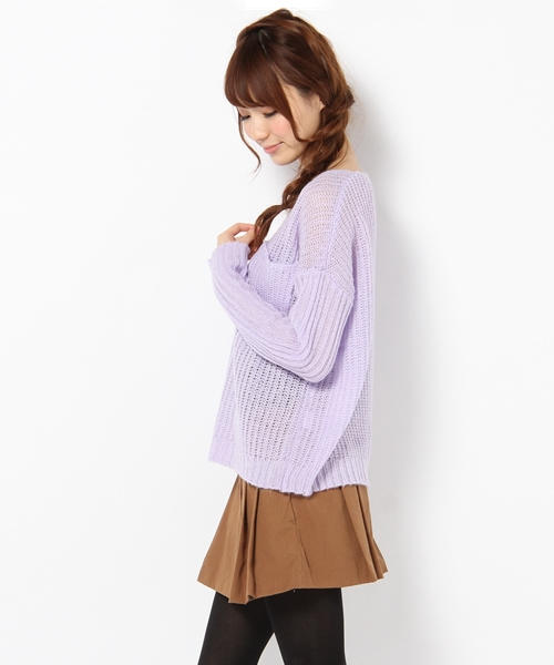 one after another NICE CLAUP（ワンアフターアナザーナイスクラップ）の「ポケシンプルプルオーバー（ニット/セーター・レディース・オフホワイト/ブラック/ブルー/パープル・FREE）」の5枚目の写真