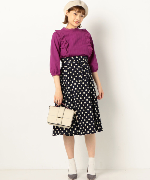 archives（アルシーヴ）の「ドットミモレ丈フレアスカート（スカート・レディース・ブラック/ネイビー・MEDIUM）」の5枚目の写真