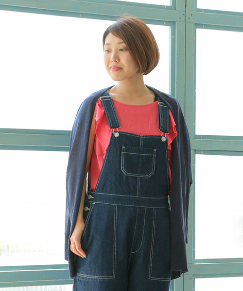 LBC（エルビーシー）の「アクリルテンセルリネントッパー（カーディガン/ボレロ・レディース・ネイビー/オフホワイト/イエロー・M）」の3枚目の写真