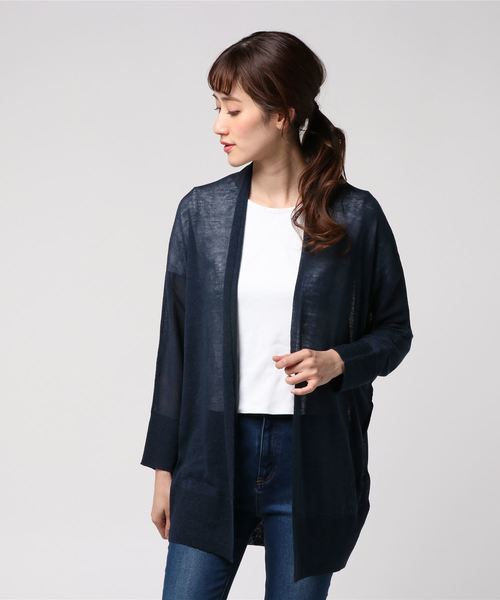 LBC（エルビーシー）の「アクリルテンセルリネントッパー（カーディガン/ボレロ・レディース・ネイビー/オフホワイト/イエロー・M）」の7枚目の写真