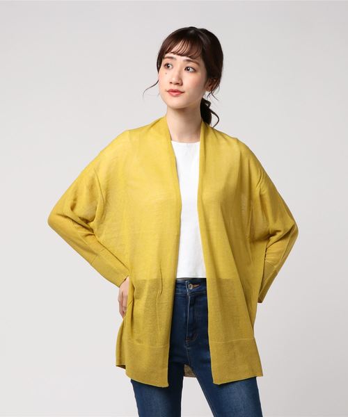 LBC（エルビーシー）の「アクリルテンセルリネントッパー（カーディガン/ボレロ・レディース・ネイビー/オフホワイト/イエロー・M）」の8枚目の写真