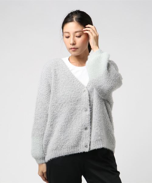 flower(フラワー)の「マイルドバイカラーカーディガン(カーディガン/ボレロ・レディース・ベージュ/グレー/ブルー・FREE)」の7枚目の写真