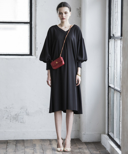 Emma Taylor（エマテイラー）の「ギャザーフレアドレス（ワンピース・レディース・ブラック/レッド/アイボリー・FREE）」の7枚目の写真