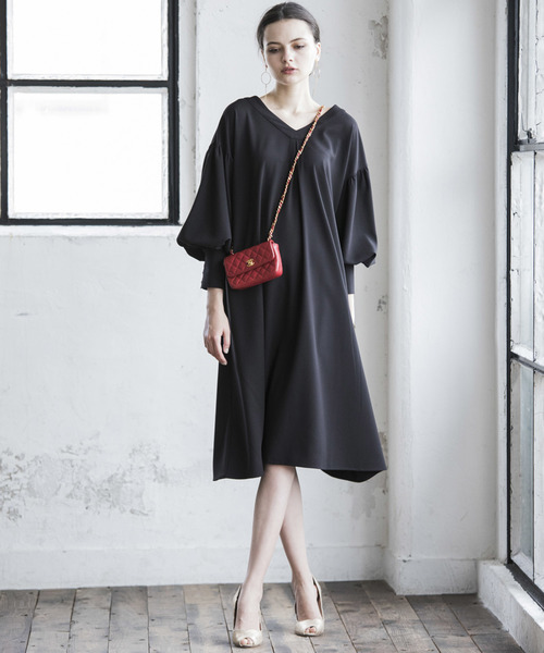 Emma Taylor（エマテイラー）の「ギャザーフレアドレス（ワンピース・レディース・ブラック/レッド/アイボリー・FREE）」の8枚目の写真