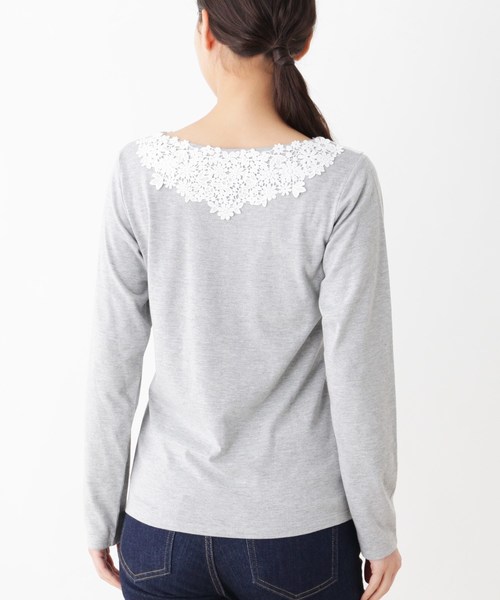 grove（グローブ）の「【WEB限定サイズあり】襟レース長袖プルオーバー（Tシャツ/カットソー・レディース・ブラック/ダークグリーン/グレー/アイボリー・04/01/02/03）」の7枚目の写真
