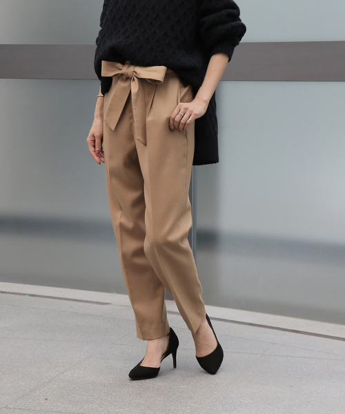 Tiara(ティアラ)の「ウエストリボンセンタープレスタックパンツ(その他パンツ・レディース・ネイビー/パープル/キャメル・S/M/L)」の6枚目の写真