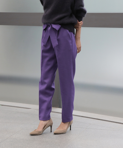 Tiara(ティアラ)の「ウエストリボンセンタープレスタックパンツ(その他パンツ・レディース・ネイビー/パープル/キャメル・S/M/L)」の12枚目の写真