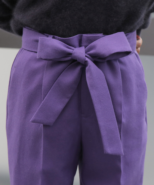 Tiara(ティアラ)の「ウエストリボンセンタープレスタックパンツ(その他パンツ・レディース・ネイビー/パープル/キャメル・S/M/L)」の15枚目の写真