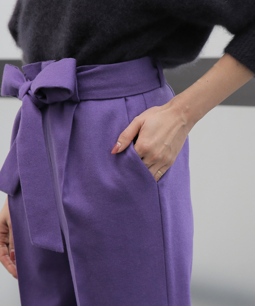Tiara(ティアラ)の「ウエストリボンセンタープレスタックパンツ(その他パンツ・レディース・ネイビー/パープル/キャメル・S/M/L)」の16枚目の写真