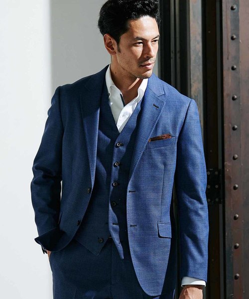 MEN'S BIGI（メンズビギ）の「ミニチェックメッシュ　テーラードジャケット（テーラードジャケット・メンズ・ネイビー/ブラウン/ブルー・LL/SS/S/M/L）」の3枚目の写真