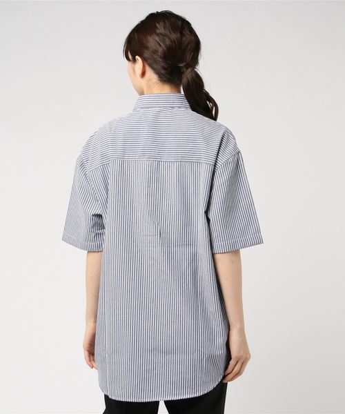 DING（ディング）の「DING/半袖ストライプシャツ（シャツ/ブラウス・レディース・ホワイト/ブラック・FREE）」の6枚目の写真