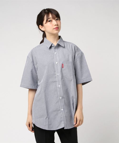 DING（ディング）の「DING/半袖ストライプシャツ（シャツ/ブラウス・レディース・ホワイト/ブラック・FREE）」の3枚目の写真