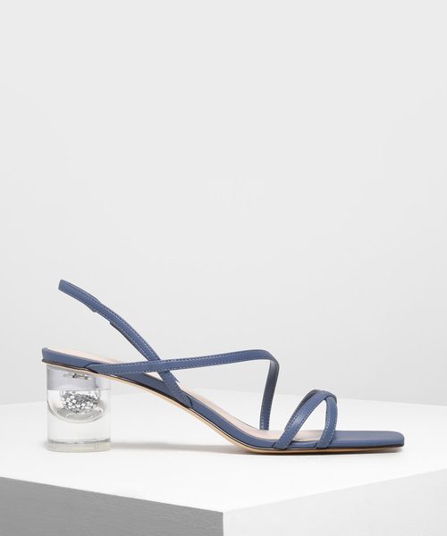 CHARLES & KEITH(チャールズ & キース)の「アシメトリカルストラップ ルーサイトヒールサンダル / Asymmetrical Strap Lucite Heel Sandals(サンダル・レディース・ゴールド/ブラック/ブルー/アイボリー・22.5cm/23cm/23.5cm/24.5cm/25cm)」の3枚目の写真