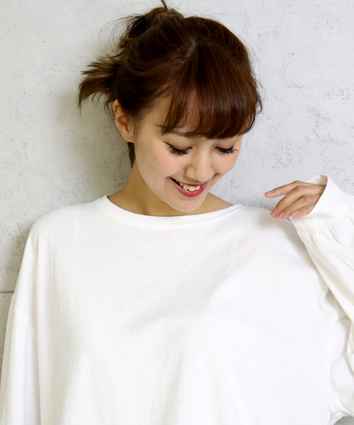 n'ee-ne（ネーネ）の「OE天竺ビックシルエットTシャツ（Tシャツ/カットソー・レディース・ブラック/オフホワイト/サンドベージュ/モカ/スミクロ・FREE）」の10枚目の写真