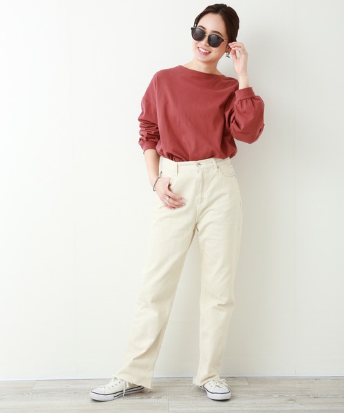 n'ee-ne（ネーネ）の「OE天竺ビックシルエットTシャツ（Tシャツ/カットソー・レディース・ブラック/オフホワイト/サンドベージュ/モカ/スミクロ・FREE）」の22枚目の写真