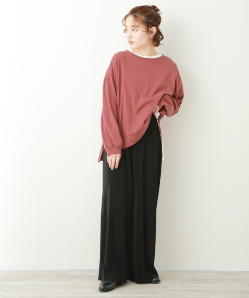 n'ee-ne（ネーネ）の「OE天竺ビックシルエットTシャツ（Tシャツ/カットソー・レディース・ブラック/オフホワイト/サンドベージュ/モカ/スミクロ・FREE）」の20枚目の写真