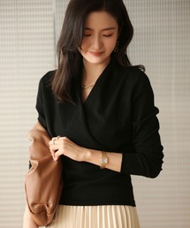 カシュクールネックニットトップス