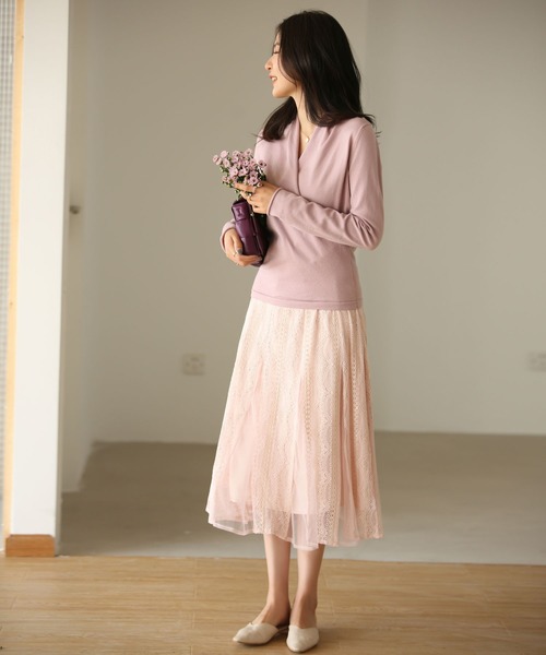 ダニエラグレジス カシュクール コットン ニット セール】カシュクールネックニットトップス（ニット/セーター