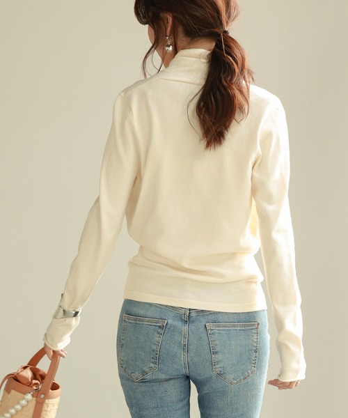 SAISON DE PAPILLON（セゾンドパピヨン）の「カシュクールネックニットトップス（ニット/セーター・レディース・ブルー/ネイビー/ブラック/ベージュ/モカ/キャメル/ピンク/パープル/ブラウン/カーキ/チャコール/アイボリー/ダークブラウン/グリーン系その他・S/M/L/XL）」の16枚目の写真