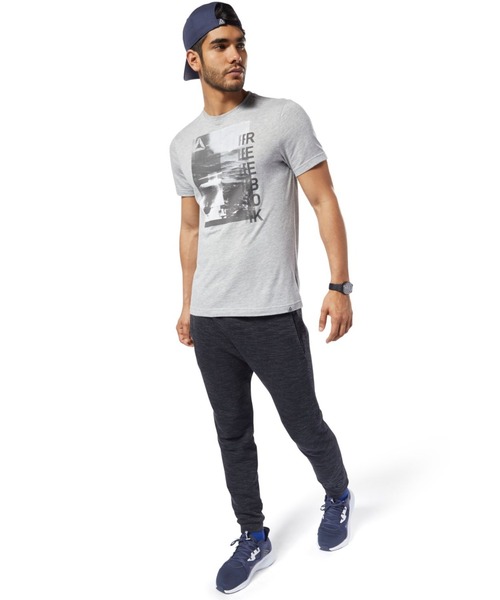 Reebok（リーボック）の「グラフィック シリーズ ワン シリーズ トレーニング フォト プリントTシャツ［Graphic Series One Series Training Photo Print Tee］（Tシャツ/カットソー・メンズ・ホワイト/グレー・SMALL/MEDIUM/XXX-LARGE/LARGE/X-LARGE/XX-LARGE）」の9枚目の写真