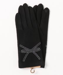 GLOBAL FORME CONCRETE(グローバルフォルムコンクリート)のレディースジャージ手袋 カフス部分リボン刺繍入り 吸湿発熱生地 タッチパネル対応(手袋)