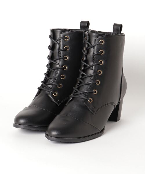 LibertyDoll(リバティードール)の「Liberty Doll /8cm(インヒール含む)チャンキーヒールウイングチップレースアップブーツ(9032)ショートブーツ(ブーツ・レディース・ブラック/ブラック系その他/ダークブラウン・M/L/LL/S)」の8枚目の写真