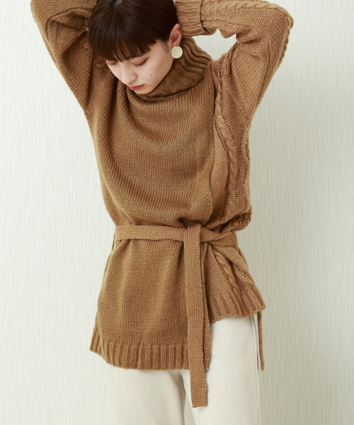 n'ee-ne(ネーネ)の「モヘアタッチ切替ニット(ニット/セーター・レディース・アイボリー/ブラック/ブラウン/ベージュ・FREE)」の4枚目の写真