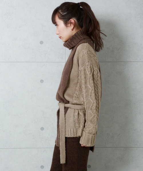 n'ee-ne(ネーネ)の「モヘアタッチ切替ニット(ニット/セーター・レディース・アイボリー/ブラック/ブラウン/ベージュ・FREE)」の14枚目の写真