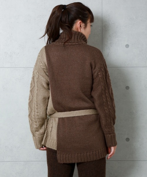 n'ee-ne(ネーネ)の「モヘアタッチ切替ニット(ニット/セーター・レディース・アイボリー/ブラック/ブラウン/ベージュ・FREE)」の8枚目の写真