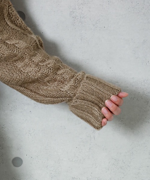 n'ee-ne(ネーネ)の「モヘアタッチ切替ニット(ニット/セーター・レディース・アイボリー/ブラック/ブラウン/ベージュ・FREE)」の12枚目の写真