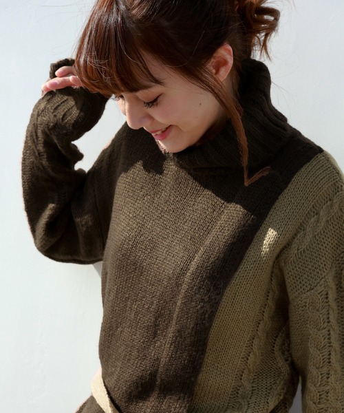 n'ee-ne(ネーネ)の「モヘアタッチ切替ニット(ニット/セーター・レディース・アイボリー/ブラック/ブラウン/ベージュ・FREE)」の22枚目の写真