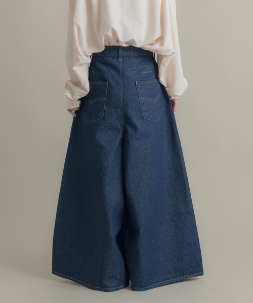 Libra Cue（リブラ キュー）の「Libra デニムワイドパンツ（デニムパンツ・レディース・ブルー・LARGE/MEDIUM）」の2枚目の写真