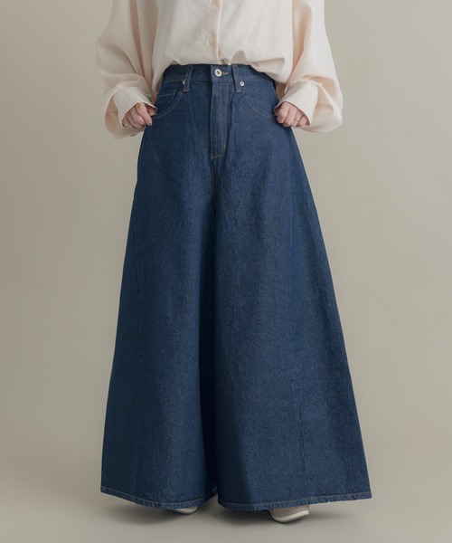 Libra Cue（リブラ キュー）の「Libra デニムワイドパンツ（デニムパンツ・レディース・ブルー・LARGE/MEDIUM）」の3枚目の写真