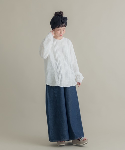 Libra Cue（リブラ キュー）の「Libra デニムワイドパンツ（デニムパンツ・レディース・ブルー・LARGE/MEDIUM）」の6枚目の写真