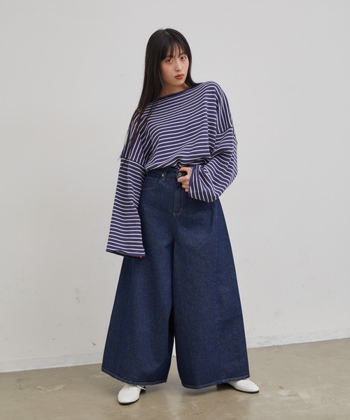 Libra Cue（リブラ キュー）の「Libra デニムワイドパンツ（デニムパンツ・レディース・ブルー・LARGE/MEDIUM）」の19枚目の写真