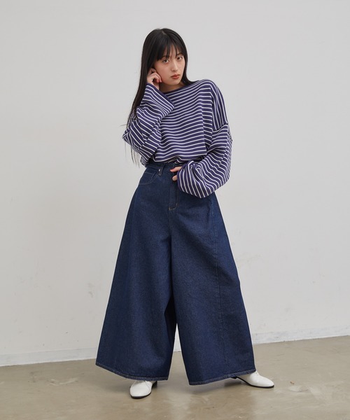 Libra Cue（リブラ キュー）の「Libra デニムワイドパンツ（デニムパンツ・レディース・ブルー・LARGE/MEDIUM）」の18枚目の写真