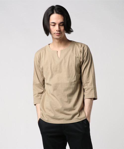 LB/S (エルビーエス)の「キーネック7分Tシャツ ZERO STAIN 汗ジミが目立たない機能(Tシャツ/カットソー・メンズ・ホワイト/ブラック/ダークグリーン/チャコールグレー/オレンジ/ベージュ/ネイビー・MEDIUM/LARGE/X-LARGE/SMALL)」の5枚目の写真