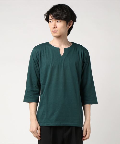 LB/S (エルビーエス)の「キーネック7分Tシャツ ZERO STAIN 汗ジミが目立たない機能(Tシャツ/カットソー・メンズ・ホワイト/ブラック/ダークグリーン/チャコールグレー/オレンジ/ベージュ/ネイビー・MEDIUM/LARGE/X-LARGE/SMALL)」の6枚目の写真
