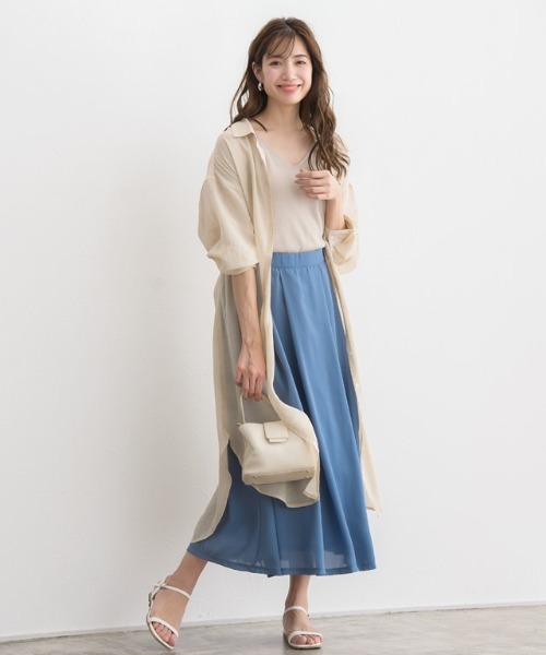 シフォンフレアスカート裏地付き