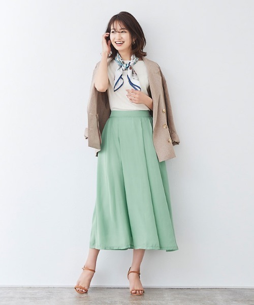 シフォンフレアスカート裏地付き