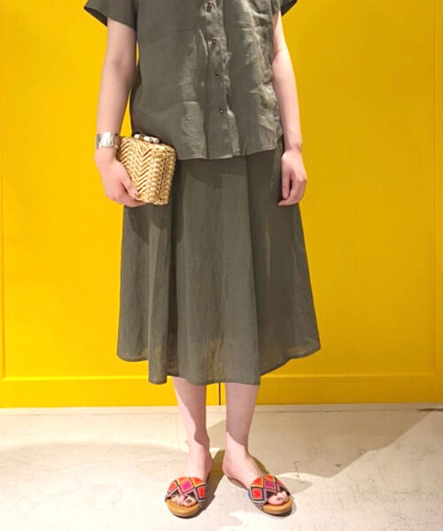 fredy repit(フレディレピ)の「リネンフレアスカート(スカート・レディース・レンガ/アイボリー/オリーブ・36/38)」の2枚目の写真