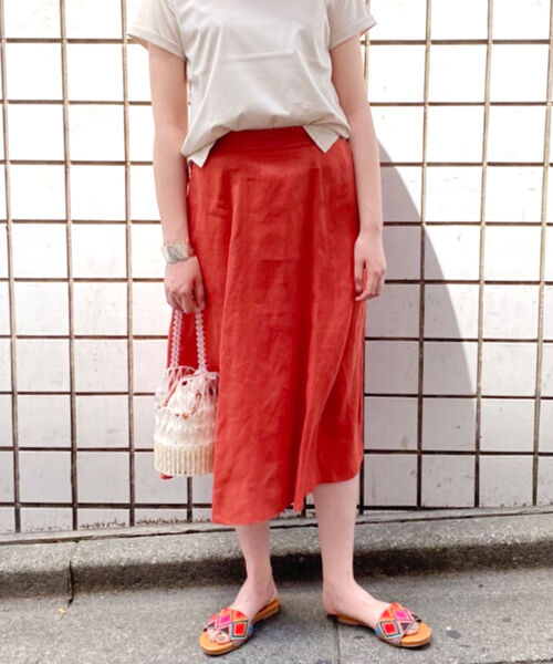 fredy repit(フレディレピ)の「リネンフレアスカート(スカート・レディース・レンガ/アイボリー/オリーブ・36/38)」の3枚目の写真