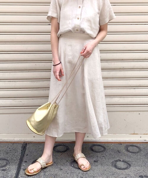 fredy repit(フレディレピ)の「リネンフレアスカート(スカート・レディース・レンガ/アイボリー/オリーブ・36/38)」の1枚目の写真