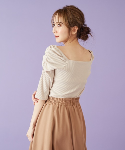 MIIA（ミーア）の「パワーショルダーカットプルオーバー（Tシャツ/カットソー・レディース・ベージュ/ボルドー/パープル系その他/ブラック/パープル・FREE）」の20枚目の写真