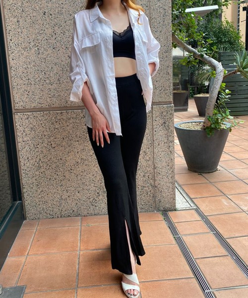 SPIGA(スピーガ)の「フロントスリットベルボトム(その他パンツ・レディース・ブラック/ベージュ/ピンク・FREE)」の2枚目の写真