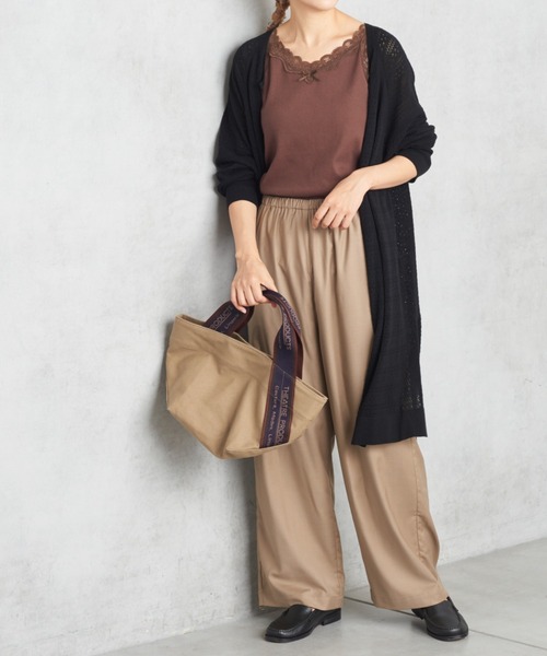 PUAL CE CIN（ピュアルセシン）の「ゆるっとボトム新型ワイド（その他パンツ・レディース・オリーブ/ベージュ/ブラック/チャコール・FREE）」の4枚目の写真