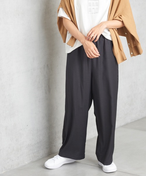 PUAL CE CIN（ピュアルセシン）の「ゆるっとボトム新型ワイド（その他パンツ・レディース・オリーブ/ベージュ/ブラック/チャコール・FREE）」の3枚目の写真